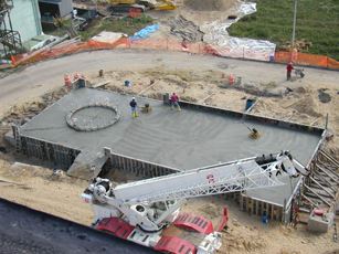 Freshly poured concrete for the LM-6000 foundation